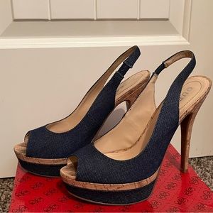 Guess Denim Platform Heels